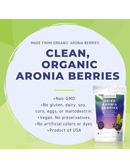 Bayas de Aronia Secas powbab 184 g Orgánicas de EE. UU.