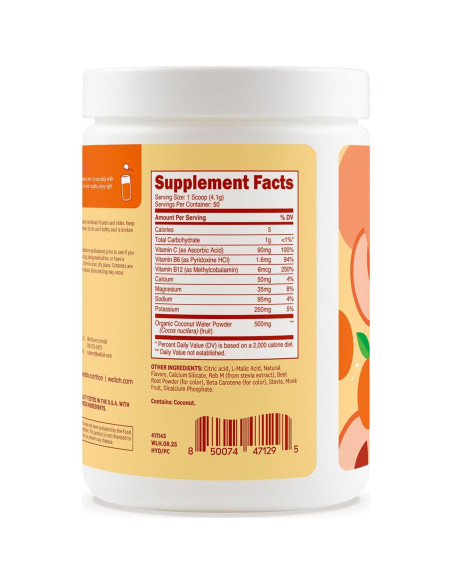 Wellah Polvo de Electrolitos Durazno Clementina 50 Porciones