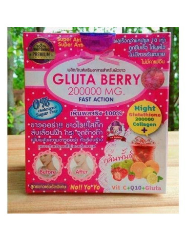 Bebida Blanqueadora de Piel Gluta Berry 200000 mg 10 sobres