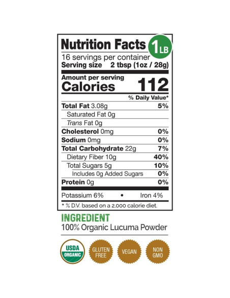 Polvo de Lucuma Orgánico HerbaZest 454g - Vegano y Sin Aditivos