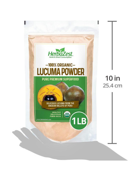 Polvo de Lucuma Orgánico HerbaZest 454g - Vegano y Sin Aditivos