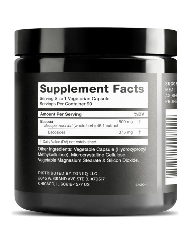 Bacopa Toniiq 90 Cápsulas 500mg 45:1 75% Bacósidos