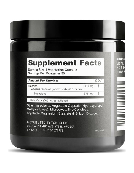 Bacopa Toniiq 90 Cápsulas 500mg 45:1 75% Bacósidos