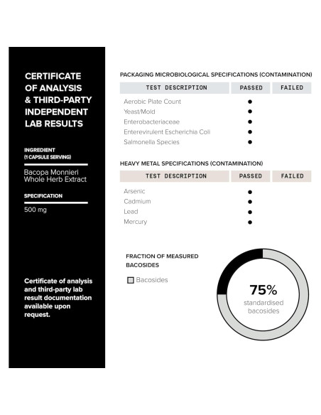 Bacopa Toniiq 90 Cápsulas 500mg 45:1 75% Bacósidos