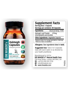 Cápsulas de Kalmegh DR WAKDE 60 Veganas 500mg Suplemento Natural 2