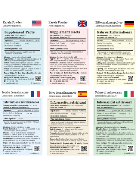 Polvo de Karela DR WAKDE 100g - Gourd Amargo Puro Vegano