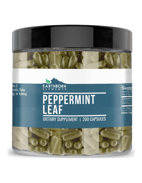 Cápsulas de Hojas de Menta Earthborn Elements 200 Unidades