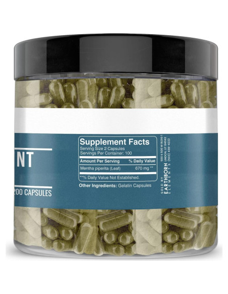 Cápsulas de Hojas de Menta Earthborn Elements 200 Unidades