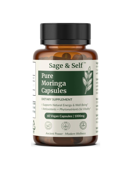Cápsulas de Moringa Orgánica Sage & Self - 1000 mg - 60 Unidades