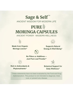 Cápsulas de Moringa Orgánica Sage & Self - 1000 mg - 60 Unidades 2