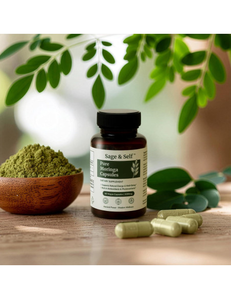 Cápsulas de Moringa Orgánica Sage & Self - 1000 mg - 60 Unidades