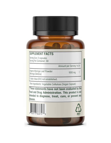 Cápsulas de Moringa Orgánica Sage & Self - 1000 mg - 60 Unidades