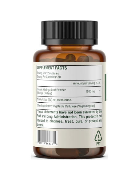 Cápsulas de Moringa Orgánica Sage & Self - 1000 mg - 60 Unidades