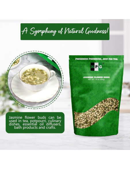 Té de Flores de Jazmín Secas NPG 453.6 g - Aromáticas Naturales