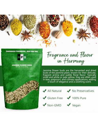 Té de Flores de Jazmín Secas NPG 453.6 g - Aromáticas Naturales