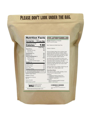 Harina de Cacahuate Orgánica Anthony 0.91 kg Desgrasada Sin Gluten