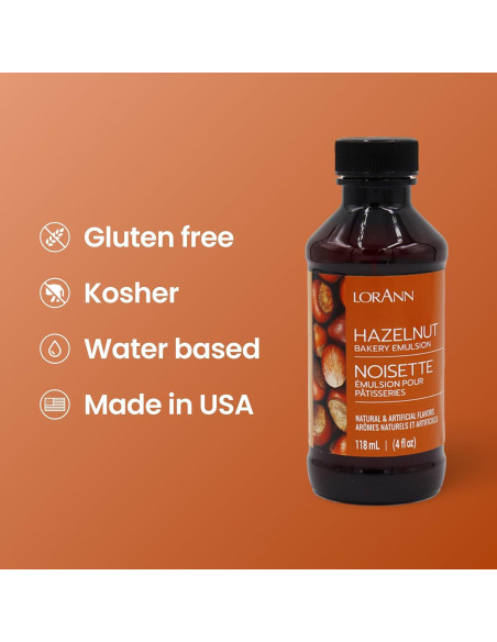 Emulsión de Avellana LorAnn Oils 113.4 g Sin Gluten Keto