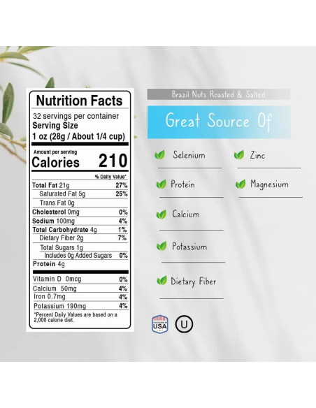 Nueces de Brasil Tostadas y Saladas Jaybee 907 g - Snack Saludable