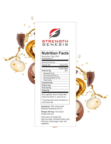 Aceite de Nuez de Macadamia Prensado en Frío 500ml Strength Genesis