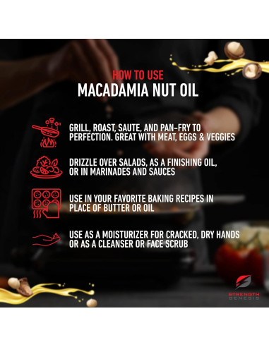 Aceite de Nuez de Macadamia Prensado en Frío 500ml Strength Genesis