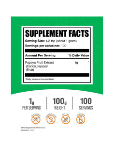 Extracto de Fruta de Papaya en Polvo BulkSupplements 100g 2