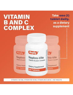 Tabletas Nephro-Vite Rugby 100 Contenido Suplemento Vitaminas B y C 2