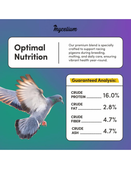 Alimento Orgánico para Palomas de Carreras Mycelium 2.27 kg - Alta Proteína y Vitaminas