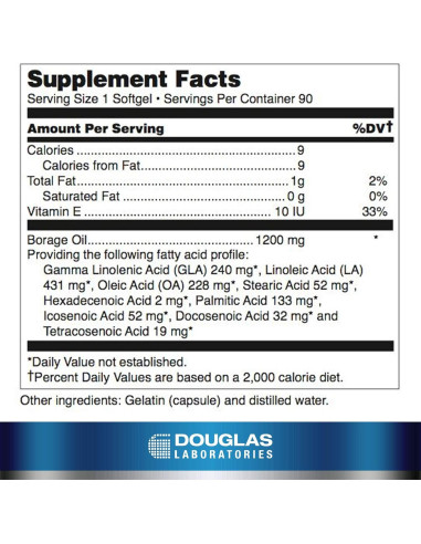 Douglas Laboratories Ultra G.L.A. Aceite de Borraja 240 mg 90 Gelatinas