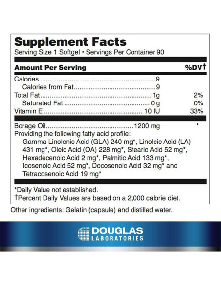 Douglas Laboratories Ultra G.L.A. Aceite de Borraja 240 mg 90 Gelatinas