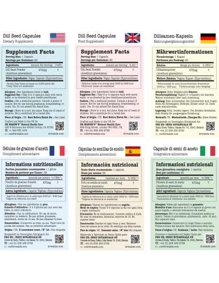 Cápsulas de Semilla de Eneldo DR WAKDE - 60 Veganas 500mg