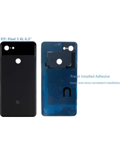 Panel de vidrio trasero para Google Pixel 3 XL Negro con herramientas 2