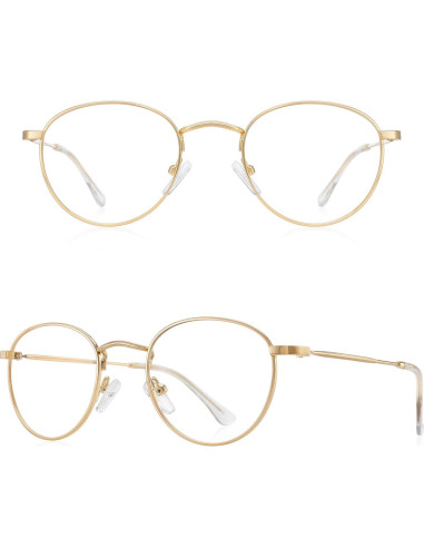 Gafas Redondas Metal Doradas Anti Luz Azul 2.25x