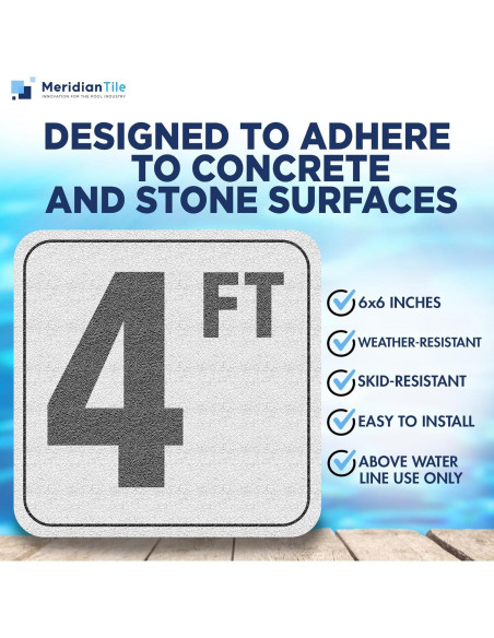 Marcadores de Profundidad para Piscina 4FT Vinilo Azulejo Acuático