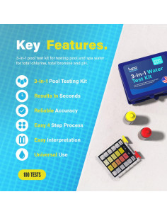 Kit de Prueba de Piscina 3-en-1 Lupo | Cloro, Bromo y pH 2