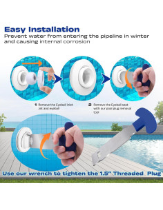 Kit 2 Tapones de Piscina 1.5" + Llave de Extracción Vizava 2