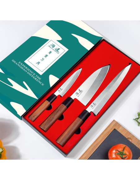 Juego de cuchillos de cocina SHANGDAO 3 piezas acero inoxidable