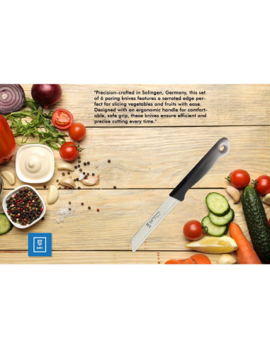 Juego de 6 Cuchillos de Pelar Serrados SMI - Acero Inoxidable