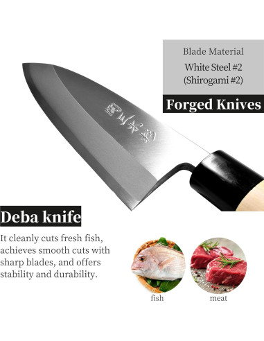 Cuchillo Deba Japonés Seki Sanbonsugi 150mm Zurdos Acero Blanco