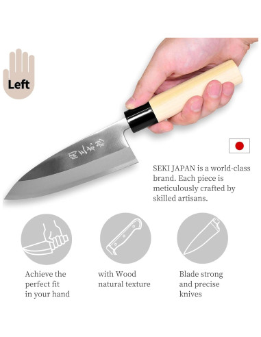 Cuchillo Deba Japonés Seki Sanbonsugi 150mm Zurdos Acero Blanco