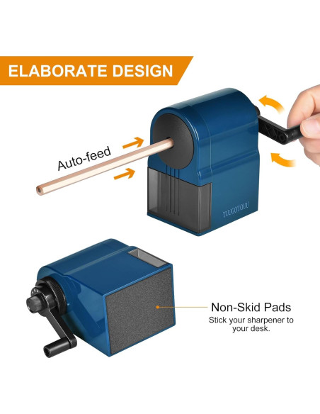 Sacapuntas Manual Ajustable TUUGOTOUU Azul 5 Grosores