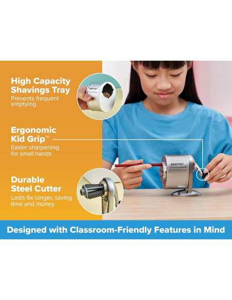 Sacapuntas Manual Bostitch MPS1-CH de Metal con Cortador Reemplazable