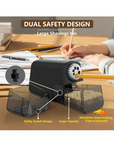 Sacapuntas Eléctrico XALXVEX S260 - 6 Agujeros, Afilado Rápido