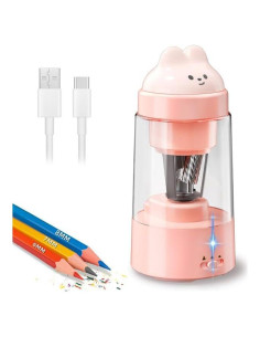 Sacapuntas Eléctrico Zmol Conejo Rosa Automático 3 Niveles