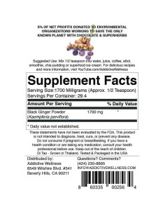 Suplemento de Jengibre Negro Tailandés Adictiva 50g Energizante 2