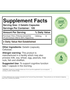 Tribulus Terrestris Double Wood 210 Cápsulas 95% Saponinas 2