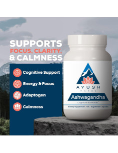 Cápsulas de Ashwagandha Ayush Herbs 500mg - 120 Unidades 2
