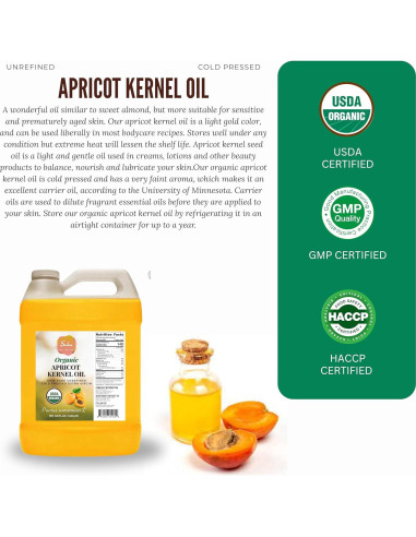 Aceite de Hueso de Albaricoque Orgánico SULU 3.785L Prensado en Frío