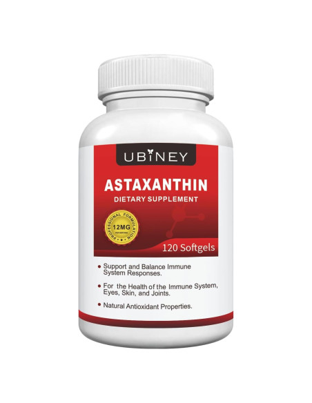 Suplemento de Astaxantina Ubiney 12mg 120 Cápsulas Blandas