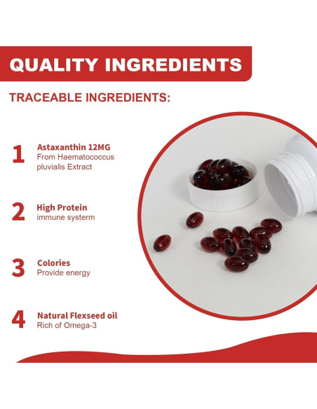 Suplemento de Astaxantina Ubiney 12mg 120 Cápsulas Blandas