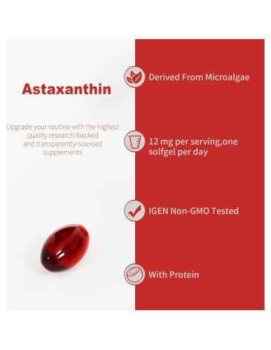 Suplemento de Astaxantina Ubiney 12mg 120 Cápsulas Blandas